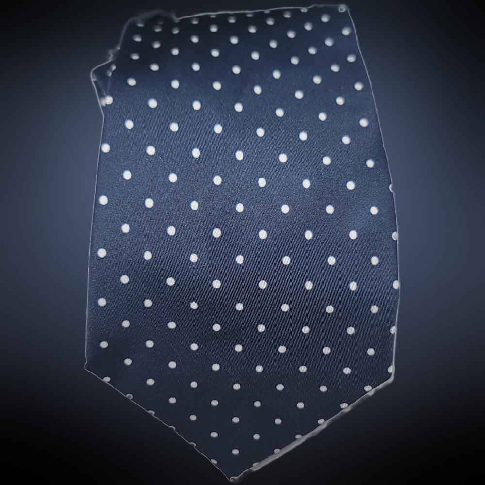 WIDE Navy blue polka dot tie